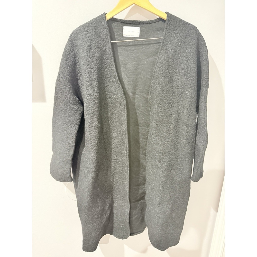 Oak and Fort Classy Black Long Wool Blend cardigan Women S Oversized Jacket